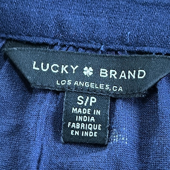 Lucky Brand mixed print boho top. Embroidery on sleeves and shoulders. Small. - Picture 2 of 11